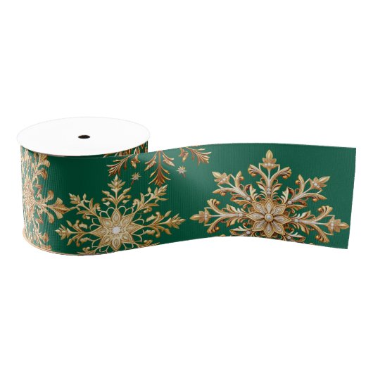 Christams Gold and Green Snowflake Wrapping paper Grosgrain Lint (Spoel)
