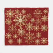 Christams Gold and Red Snowflake  Fleece Deken (Voorkant (Horizontaal))