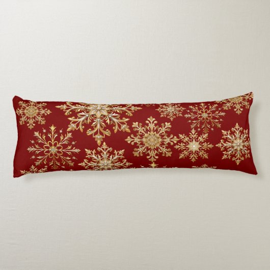 Christams Gold and Red Snowflake  Lichaamskussen (Achterkant)