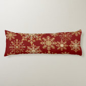 Christams Gold and Red Snowflake  Lichaamskussen (Voorkant)