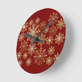 Christams Gold and Red Snowflake  Ronde Klok (Hoek)