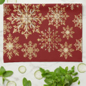 Christams Gold and Red Snowflake  Theedoek (Gevouwen)