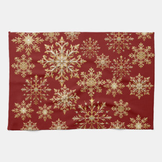 Christams Gold and Red Snowflake  Theedoek