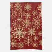 Christams Gold and Red Snowflake  Theedoek (Verticaal)