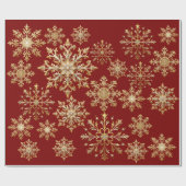 Christams Gold and Red Snowflake Wrapping paper Cadeaupapier (Vlak)