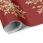 Christams Gold and Red Snowflake Wrapping paper Cadeaupapier (Rol Hoek)