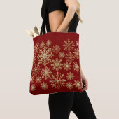Christams Gold and Red Snowflake Wrapping paper Tote Bag (Dichtbij)