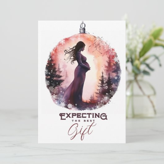 Christas Ornament Waterverf Vakantie Zwangerschap Aankondiging (Staand voorkant)