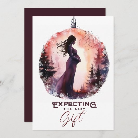 Christas Ornament Waterverf Vakantie Zwangerschap Aankondiging (Voorkant / Achterkant)