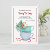 Christas Teacup Holiday Tea Party Kaart (Staand voorkant)