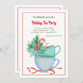 Christas Teacup Holiday Tea Party Kaart (Voorkant / Achterkant)
