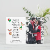 Christas Vaccine Photo Reindeer Face Mask Feestdagenkaart (Staand voorkant)