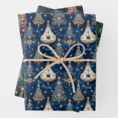 Christbaum, Rot, Grün, blau, Edelsteine, festliche Inpakpapier Vel (In situ)