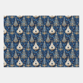 Christbaum, Rot, Grün, blau, Edelsteine, festliche Inpakpapier Vel