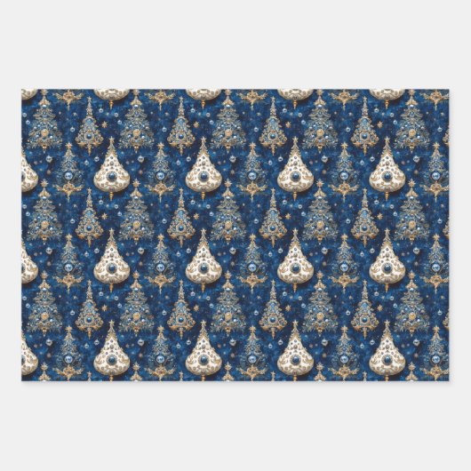 Christbaum, Rot, Grün, blau, Edelsteine, festliche Inpakpapier Vel (Voorkant)