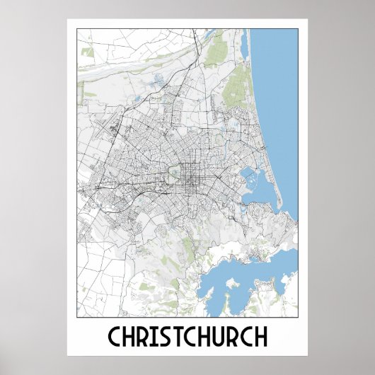 Christchurch kaart poster (Voorkant)