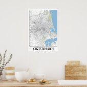 Christchurch kaart poster (Keuken)