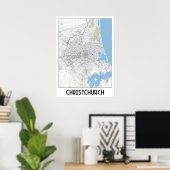 Christchurch kaart poster (Thuiskantoor)
