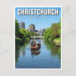 Christchurch Nieuw-Zeeland Avon River Punting Briefkaart