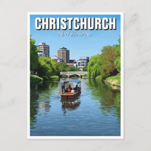 Christchurch Nieuw-Zeeland Avon River Punting Briefkaart