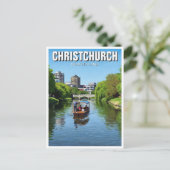 Christchurch Nieuw-Zeeland Avon River Punting Briefkaart (Staand voorkant)
