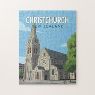Christchurch Nieuw-Zeeland Illustratie Reis Kunst Legpuzzel