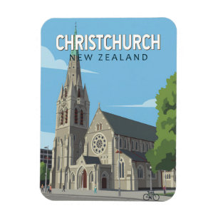 Christchurch Nieuw-Zeeland Illustratie Reis Kunst Magneet