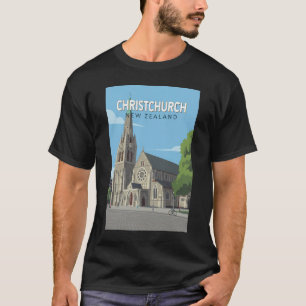 Christchurch Nieuw-Zeeland Illustratie Reis Kunst T-shirt