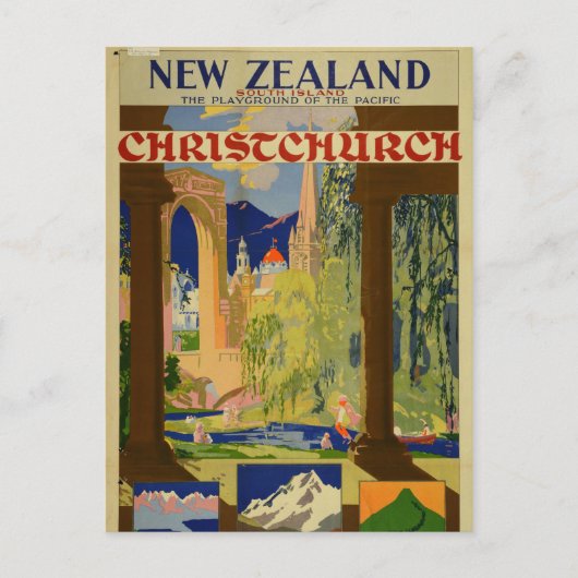  Christchurch Nieuw-Zeeland Reis Briefkaart (Voorkant)