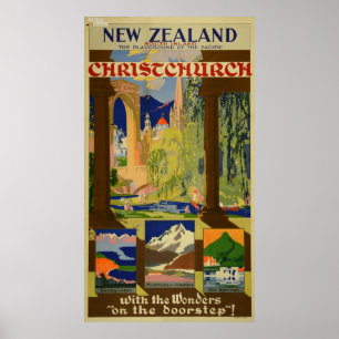  Christchurch Nieuw-Zeeland Reis Poster