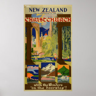 Christchurch Nieuw-Zeeland Reis Poster
