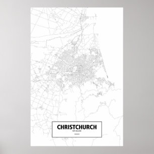 ChristChurch, Nieuw-Zeeland (zwart op wit) Poster