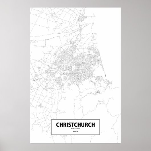 ChristChurch, Nieuw-Zeeland (zwart op wit) Poster (Voorkant)