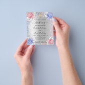 Christeen meisje blauw roze budgetuitnodiging flyer (Hand)