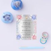 Christeen meisje blauw roze budgetuitnodiging flyer (Enkel)