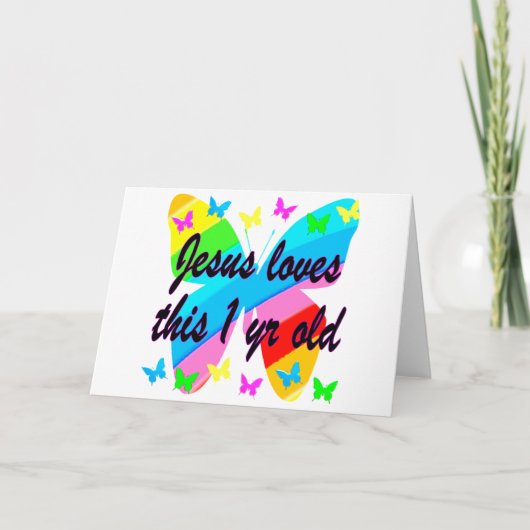 CHRISTELIJK 1 JAAR OUDE VLINDER VERJAARDAG ONTWERP KAART (Voorkant)