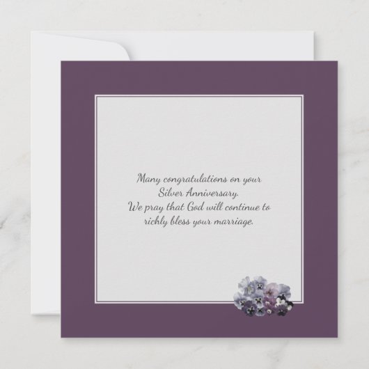 Christelijk | 25e SILVER Wedding Jubileum Kaart (Achterkant)