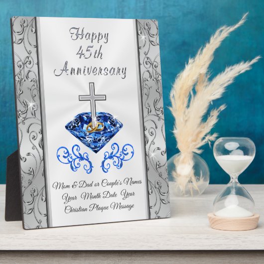 Christelijk 45 jaar Jubileum cadeau voor ouders Fotoplaat (Zijkant)