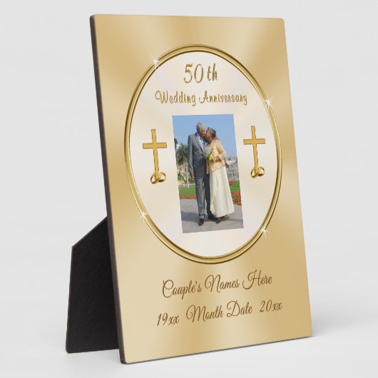 Christelijk 50e Jubileum Plaque Personalized Fotoplaat (Zijkant)