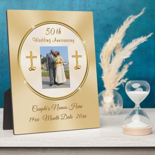 Christelijk 50e Jubileum Plaque Personalized Fotoplaat (Zijkant)