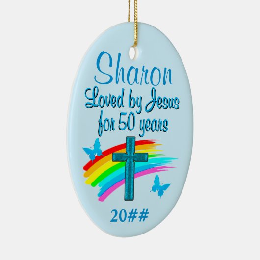 CHRISTELIJK 50E VERJAARDAG GEPERSONALISEERD ORNAME KERAMISCH ORNAMENT (Rechts)