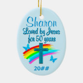 CHRISTELIJK 50E VERJAARDAG GEPERSONALISEERD ORNAME KERAMISCH ORNAMENT (Achterkant)