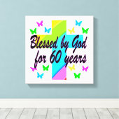 CHRISTELIJK 60 VERJAARDAG KRUIS ONTWERP CANVAS AFDRUK (Insitu (Houten vloer))