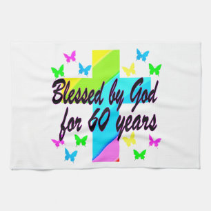 CHRISTELIJK 60 VERJAARDAG KRUIS ONTWERP THEEDOEK