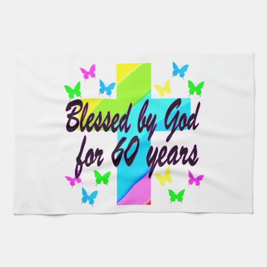 CHRISTELIJK 60 VERJAARDAG KRUIS ONTWERP THEEDOEK (Horizontaal)
