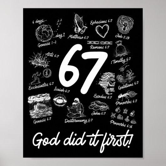 Christelijk 6 7 Meme Zes Zeven 67 Bijbelvers Schri Poster (Voorkant)