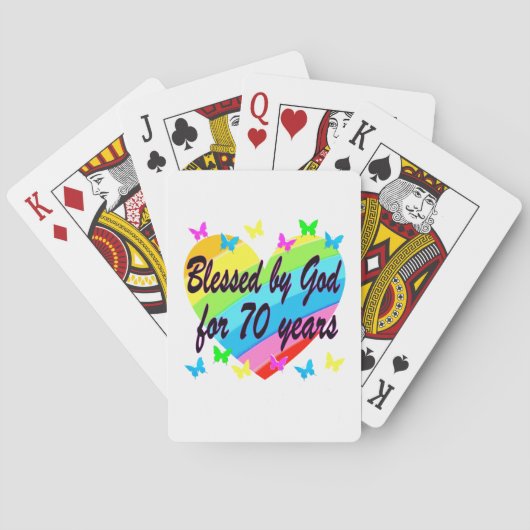 CHRISTELIJK 70E VERJAARDAG HART ONTWERP POKERKAARTEN (Achterkant)