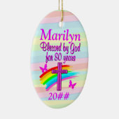 CHRISTELIJK 80E VERJAARDAG GEPERSONALISEERD ORNAME KERAMISCH ORNAMENT (Rechts)