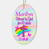 CHRISTELIJK 80E VERJAARDAG GEPERSONALISEERD ORNAME KERAMISCH ORNAMENT (Links)