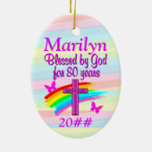 CHRISTELIJK 80E VERJAARDAG GEPERSONALISEERD ORNAME KERAMISCH ORNAMENT (Achterkant)